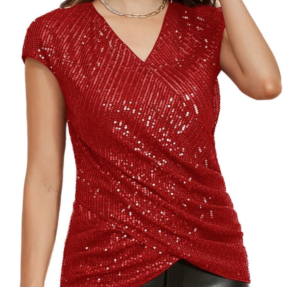 Red Sequin Women's Top NWOT